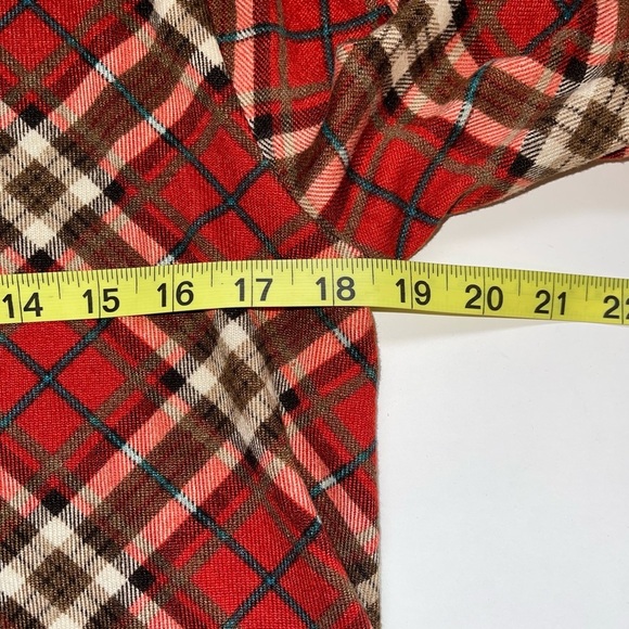 Umgee Rust Red Plaid Elbow Patch Bell Sleeve Turtleneck Top Medium Women’s - Picture 7 of 11